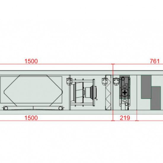 VENTUS Centrala podwieszana nawiewno-wywiewna VVS010s FPVHS-SFPV, WYDATEK: 1100m³/h, EP: 300Pa