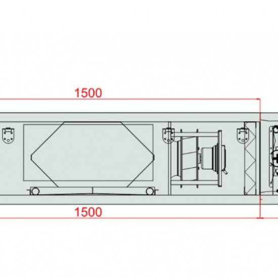 VENTUS Centrala podwieszana nawiewno-wywiewna VVS010s FPVHC-FPV, WYDATEK: 1100m³/h, EP: 300Pa