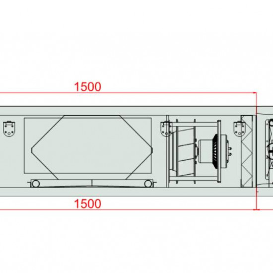 VENTUS Centrala podwieszana nawiewno-wywiewna VVS015s FPVHC-FPV, WYDATEK: 1500m³/h, EP: 300Pa