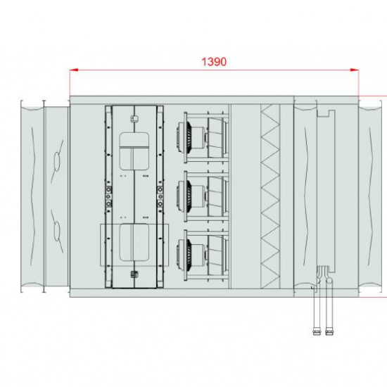 VENTUS Supply and exhaust floor mounted unit VVS030c FRVH-FVR, Airflow: 2500m³/h, EP: 300Pa