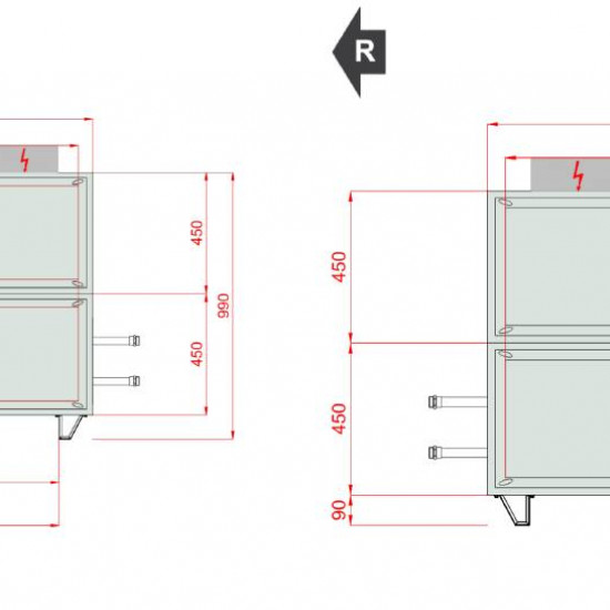 VENTUS Supply and exhaust floor mounted unit VVS021c FPVH-FPV, Airflow: 1200m³/h, EP: 300Pa