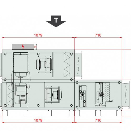 VENTUS Supply and exhaust floor mounted unit VVS021c FRVHC-FVR, Airflow: 2100m³/h, EP: 300Pa