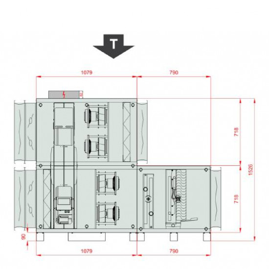 VENTUS Supply and exhaust floor mounted unit VVS055c FRVHC-FVR, Airflow: 5700m³/h, EP: 300Pa