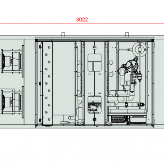 VENTUS Supply and exhaust floor mounted unit VVS030c HFXVH-FXV, Airflow: 2400m³/h, EP: 300Pa
